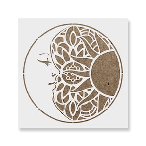 Mandala Sun and Moon Stencil - Mandala Stencil, Sun Stencil, Moon Stencils, Boho Stencil, Mandala Templates, Moon Stencils, Reusable Stencil