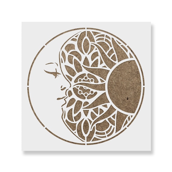 Mandala Sun and Moon Stencil - Mandala Stencil, Sun Stencil, Moon Stencils,  Boho Stencil, Mandala Templates, Moon Stencils, Reusable Stencil