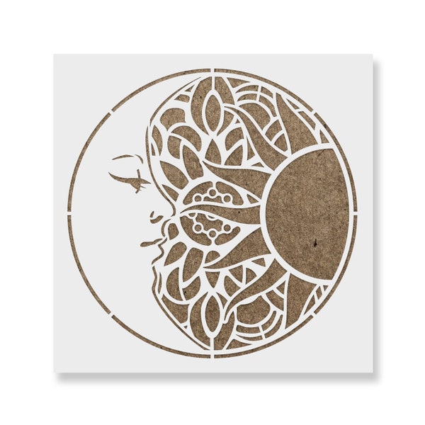 Mandala Sun and Moon Stencil - Mandala Stencil, Sun Stencil, Moon Stencils, Boho Stencil, Mandala Templates, Moon Stencils, Reusable Stencil