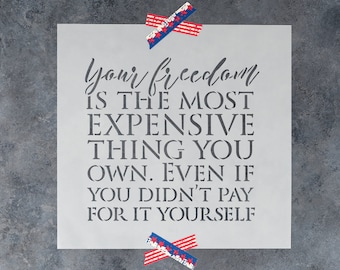 Freedom America Patriot Military Flag Stencil for Patriotic Crafts 4th of July Stencils