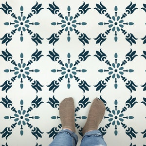 Kasper Tile Stencil - Tile Paint Stencil, Modern Floor Tile Stencils, Large Stencils For Concrete, Painted Floor Stencils, Boho Tile Stencil