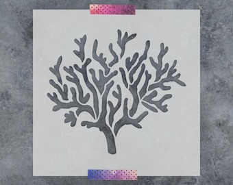 Coral Stencil for Walls, Ocean Reef Stencils, Sea Life Fish Template, Tropical Craft Design