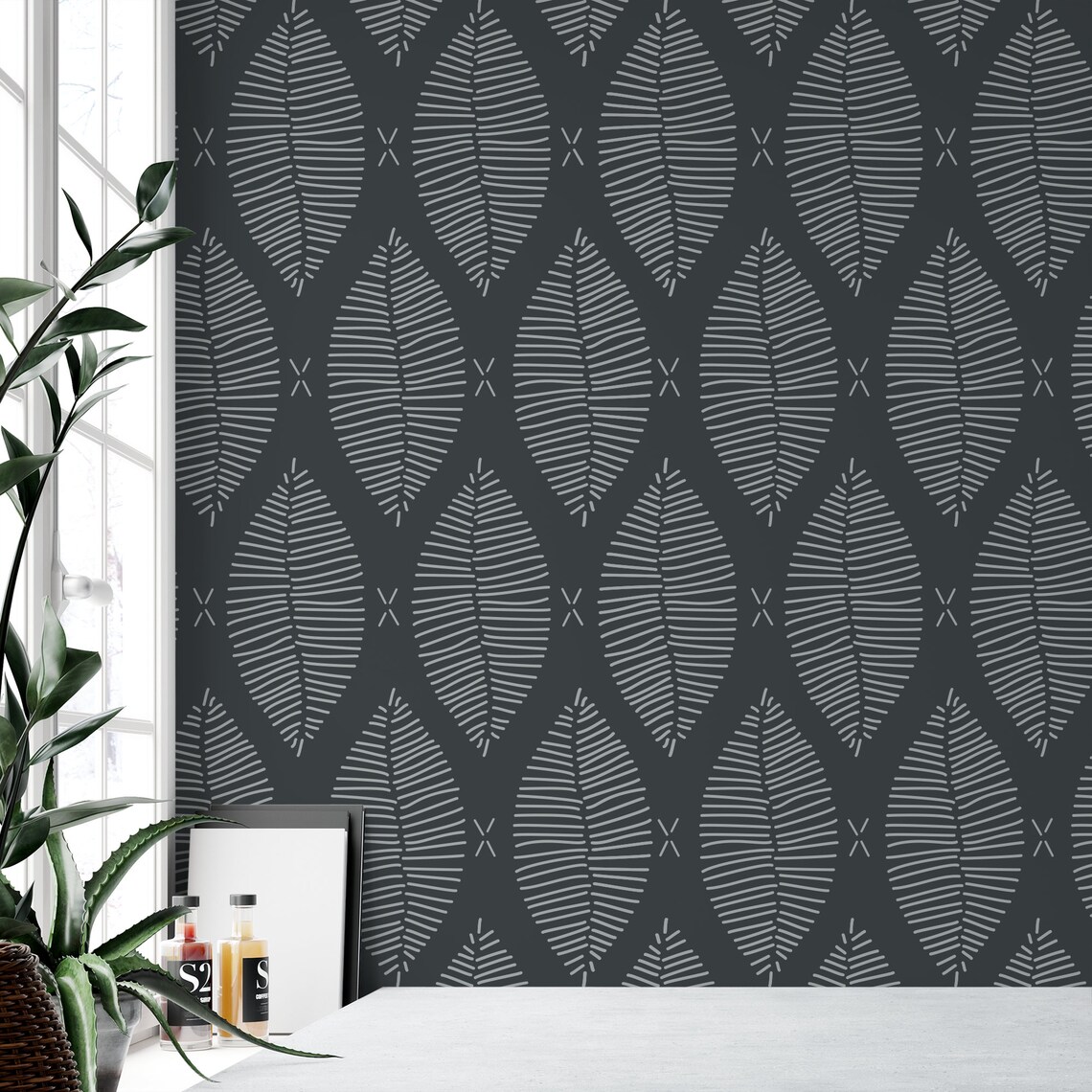 Hand Drawn Leaves Pattern Wall Stencil Durable & Reusable Etsy