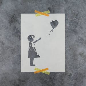 Girl with a Balloon Banksy Stencil - Balloon Girl Stencil, Girl With Balloon, Banksy Stencil Art, Graffiti Stencil Art, Banksy Stencils