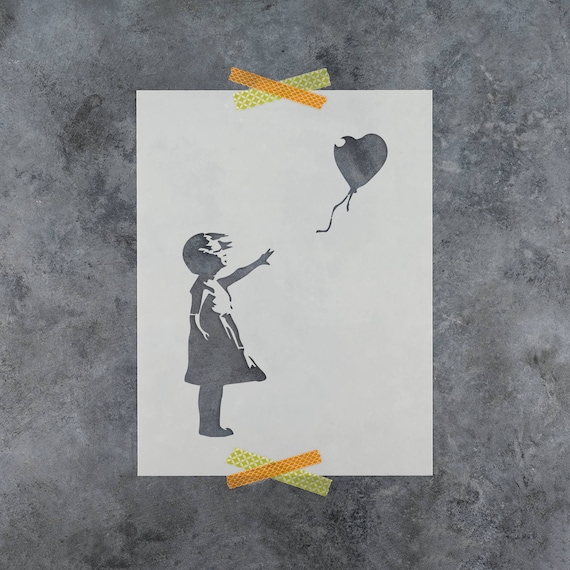 Banksy Girl with Balloon Stencil Art Template for Graffiti Painting Reusable Banksy Stencils