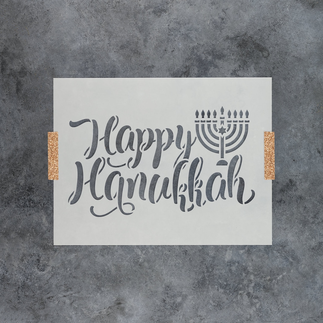 Happy Hanukkah Stencil Happy Hanukkah, Craft Hanukkah Stencils, Jewish