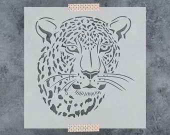 Jaguar Head Stencil - Jaguar Stencils, Jaguar, Animal Stencil, Head Animal Stencil, Big Cat Stencil, Jungle Stencil, Safari Stencil