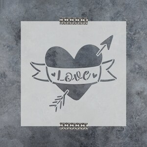 Love Arrow Valentines Heart Stencil - Valentines Stencil, Love Stencil, Hearts Stencil, Cupid Stencil, Flowers Stencil
