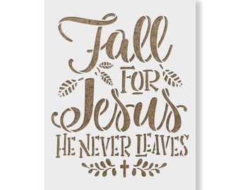 Fall for Jesus Cross Stencil for Autumn Crafts, Farm Fresh Pumpkins, Leaves, and Vines Stencils