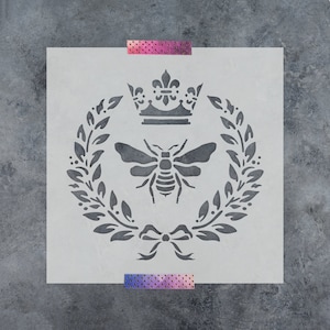 Royal Bee Stencil - Bee Stencil, Bee Stencil For Painting, Furniture Stencils, Queen Bee Stencil, French Stencil, Wreath Stencil