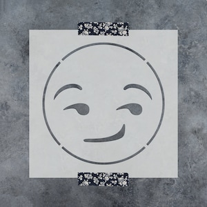 Emoji Smirk Stencil - Reusable DIY Craft Stencils of an Emoji Smirking