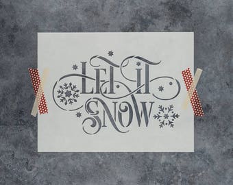 Let It Snow Stencil - Easy Christmas Craft, Drawing Stencils, Christmas Porch Sign, Large Christmas Stencils, Stencils For Wood Signs