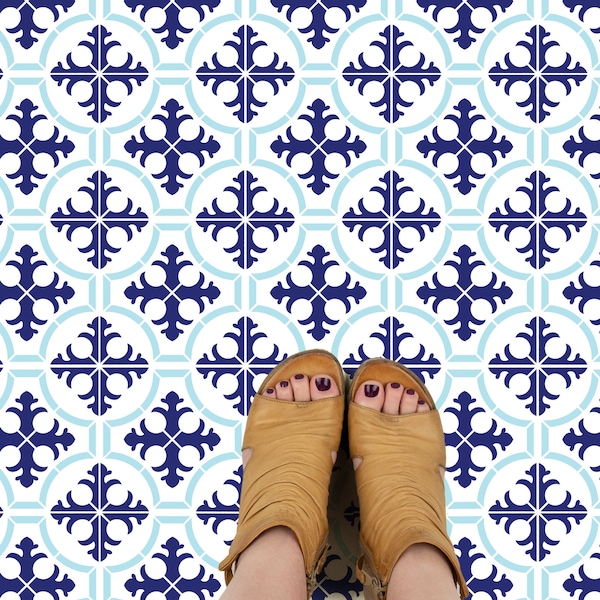 Yarrow Tile Stencil for Concrete Floors, Hexagon Pattern Floor Stencils for Painting