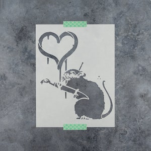Banksy Love Rat Stencil - Banksy Stencil, Banksy, Banksy Art Stencil, Banksy Stencils, Street Art Stencil, Graffiti Stencil, Banksy Art