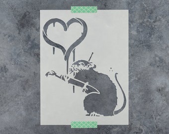 Banksy Love Rat Stencil - Banksy Stencil, Banksy, Banksy Art Stencil, Banksy Stencils, Street Art Stencil, Graffiti Stencil, Banksy Art