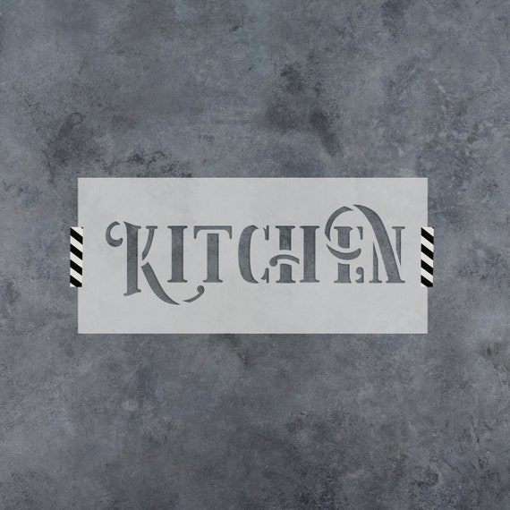 Rustic Kitchen Sign Painting Stencil Template for Reusable Craft and DIY Projects