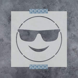 Emoji Sunglasses Smile Stencil - Reusable DIY Craft Stencils of Emoji Sunglasses Smile
