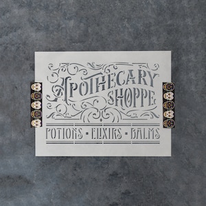 Apothecary Shoppe Stencil - Apothecary Stencil, Vintage Stencil, Pharmacy Decor, Rustic, Old-Fashioned, Herbal Remedies, Vintage Label