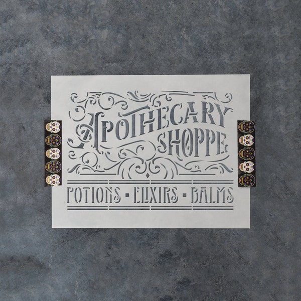 Apothecary Shoppe Stencil - Apothecary Stencil, Vintage Stencil, Pharmacy Decor, Rustic, Old-Fashioned, Herbal Remedies, Vintage Label