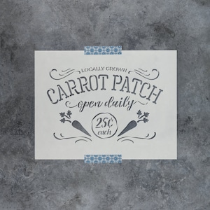 Locally Grown Carrots Farm Sign Stencil - Farm Stencil, Carrots Stencil, Local Stencil, Locally Grown Stencil, Produce Stencil, Vegetables