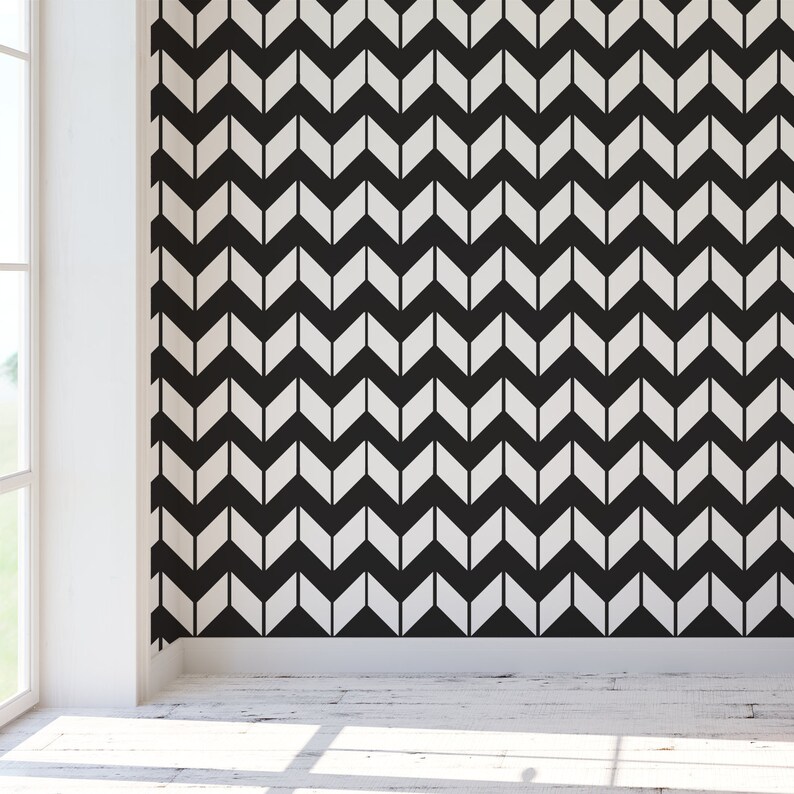 Chevron Horizontal Stencil Wall Stencils for Home Decor of a Etsy