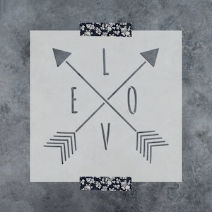Arrow Love Stencil - Reusable Arrow Stencil, Love Stencil, Arrow Stencisl, Stencil Love, Love Word Stencil, Word Stencil, Sign Stencil