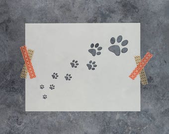 Trail of Paw Prints Stencil - Paw Print Stencil, Paw Stencil, Paw Prints, Dog Paw Stencil, Cat Paw Stencil, Dog Stencil, Cat Stencil