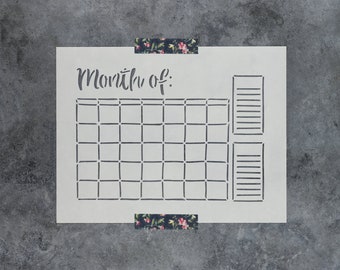 Calendar Stencil for Bullet Journal, Planner, Chalkboard, Teacher, School, Monthly Date Stencils