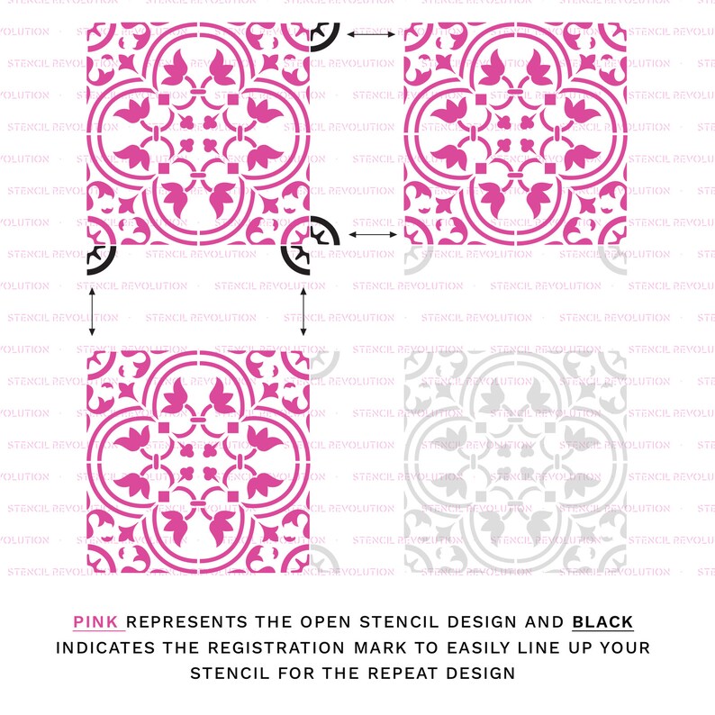 Rosario Tile Stencil Reusable Diy Floor Backsplash Scandinavian Stencils