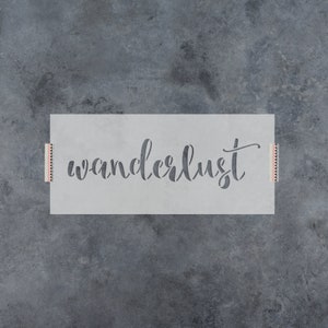 Wanderlust Stencil - Reusable Wanderlust Stencil, Large Wanderlust Stencils, Stencil Wanderlust, Travel Stencil