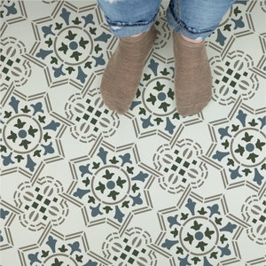 Leelo Tile Stencil - Custom Tile Stencils for Painting Designer Floors, Bathrooms, and Kitchens - Floor Stencils, Mosaic Tile Stencil