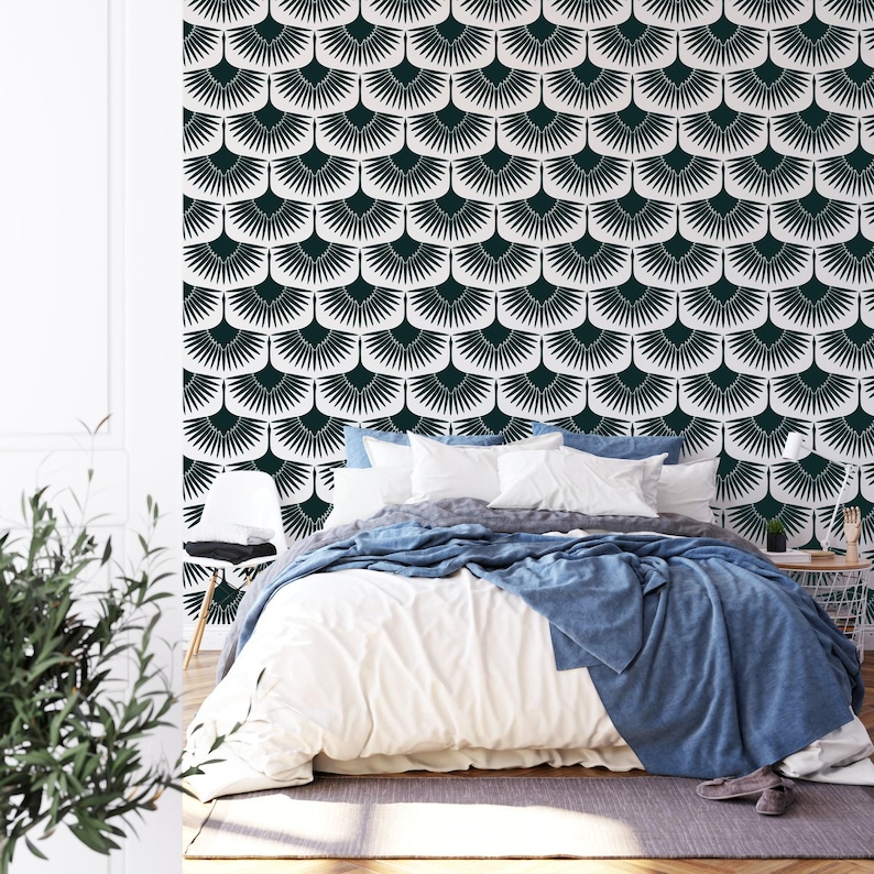 Art Deco Crane Wall Stencil, Wallpaper Alternative, Large Stencils for Walls image 3