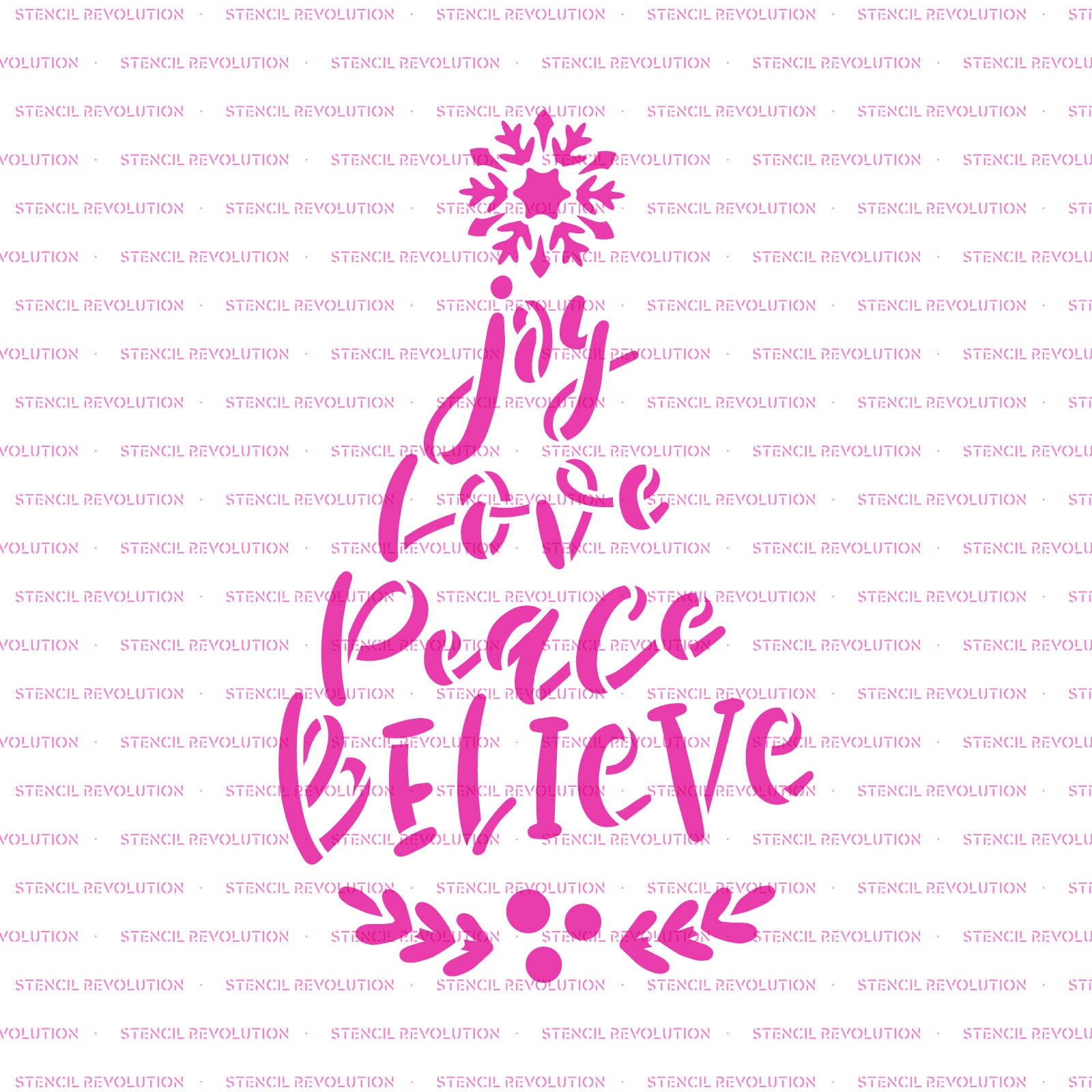 Joy Love Peace Believe Snowflake Laurel Stencil Durable &amp; - Etsy