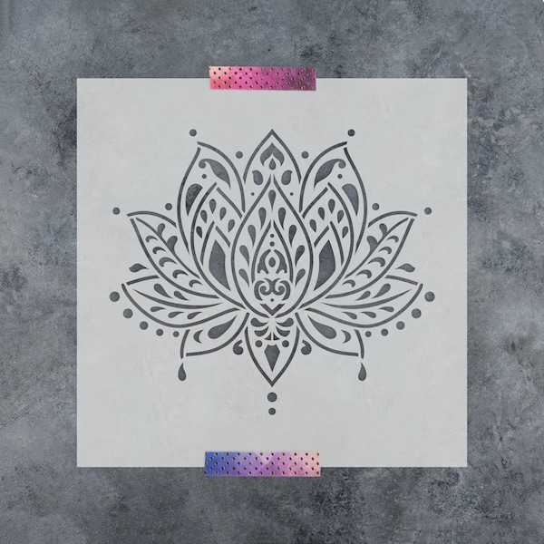 Sacred Lotus Flower Stencil - Lotus Stencil, Flower Stencil, Stencils For Painting, Stencils For Furniture, Yoga Stencil, Zen Stencil