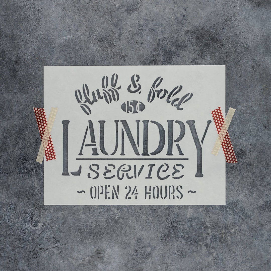 Laundry Service Stencil - Laundry Stencil, Laundry Sign Stencil ...