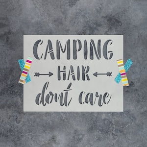 Camping Hair Stencil - Camp Stencil Art, Camp Hair Stencil, Hair Stencil, Camp Out Stencil, Camper Stencil, Happy Camper, Camping Stencils