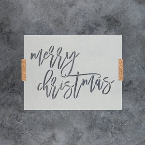 Merry Christmas Script Stencil - Merry Christmas Wall Stencils, Merry Christmas Stencil Designs, Christmas Stencil, Holiday Stencil, Xmas