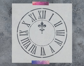 Clock Stencil for Wall Art, Reusable Clock Stencils with Roman Numerals for Craft and Decor