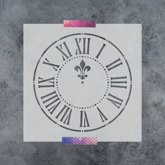 Clock Stencil for Wall Art, Reusable Clock Stencils with Roman Numerals for Craft and Decor