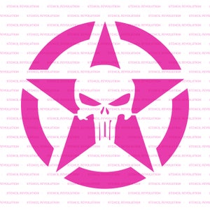 Punisher Skull Star Stencil - Reusable Craft Stencils of the Punisher Skull in a Star - Better ...