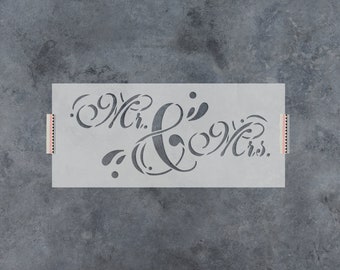 Mr and Mrs Stencil - Reusable DIY Craft Wedding Stencils of Mr and Mrs