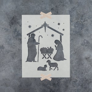 Nativity Manger Stencil - Christmas Stencils For Canvas, Small Christmas Stencil, Stencil For Painting, Easy Christmas Craft, Christmas Sign