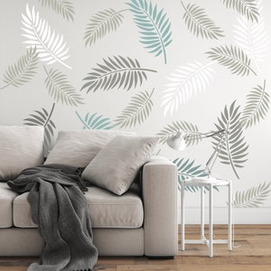 Palm Leaves Pattern Wall Stencil - Palm Leaves Stencil, Stencils For Walls, Large Leaf Stencil, Wall Paint Stencils, Accent Wall Stencil