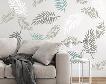 Palm Leaves Pattern Wall Stencil - Palm Leaves Stencil, Stencils For Walls, Large Leaf Stencil, Wall Paint Stencils, Accent Wall Stencil