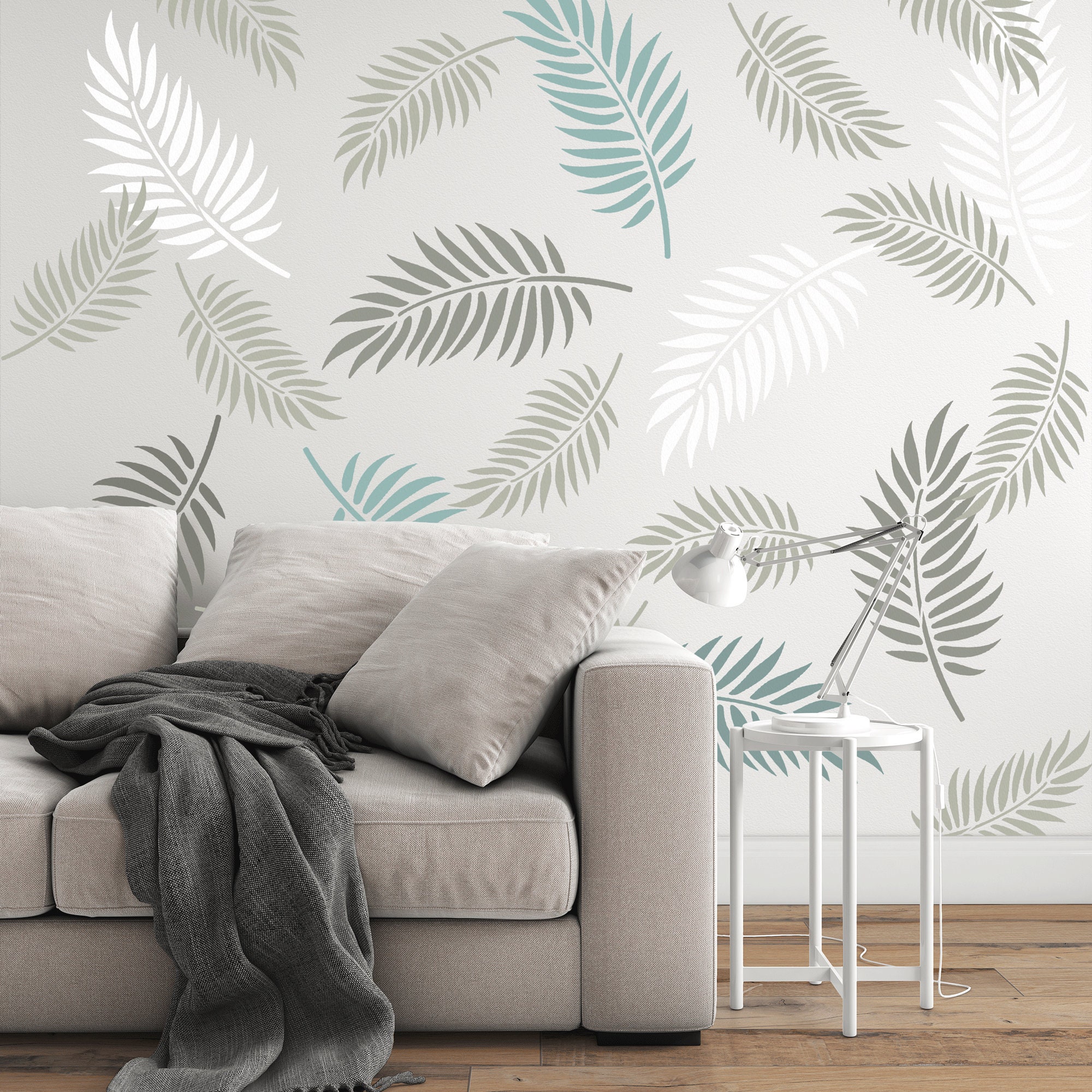Palm Leaves Pattern Wall Stencil - Palm Leaves Stencil, Stencils For Walls, Large Leaf Stencil, Wall Paint Stencils, Accent Wall Stencil