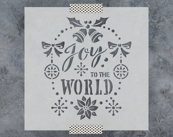 Joy to the World Stencil for Wood Crafts, Holiday DIY Painting Template, Christmas Stencils