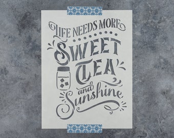 Sweet Tea Stencil - Tea Stencils for Crafts, Tea Stencil Designs, Southern Stencil, Iced Tea Stencil, Farmhouse Stencil
