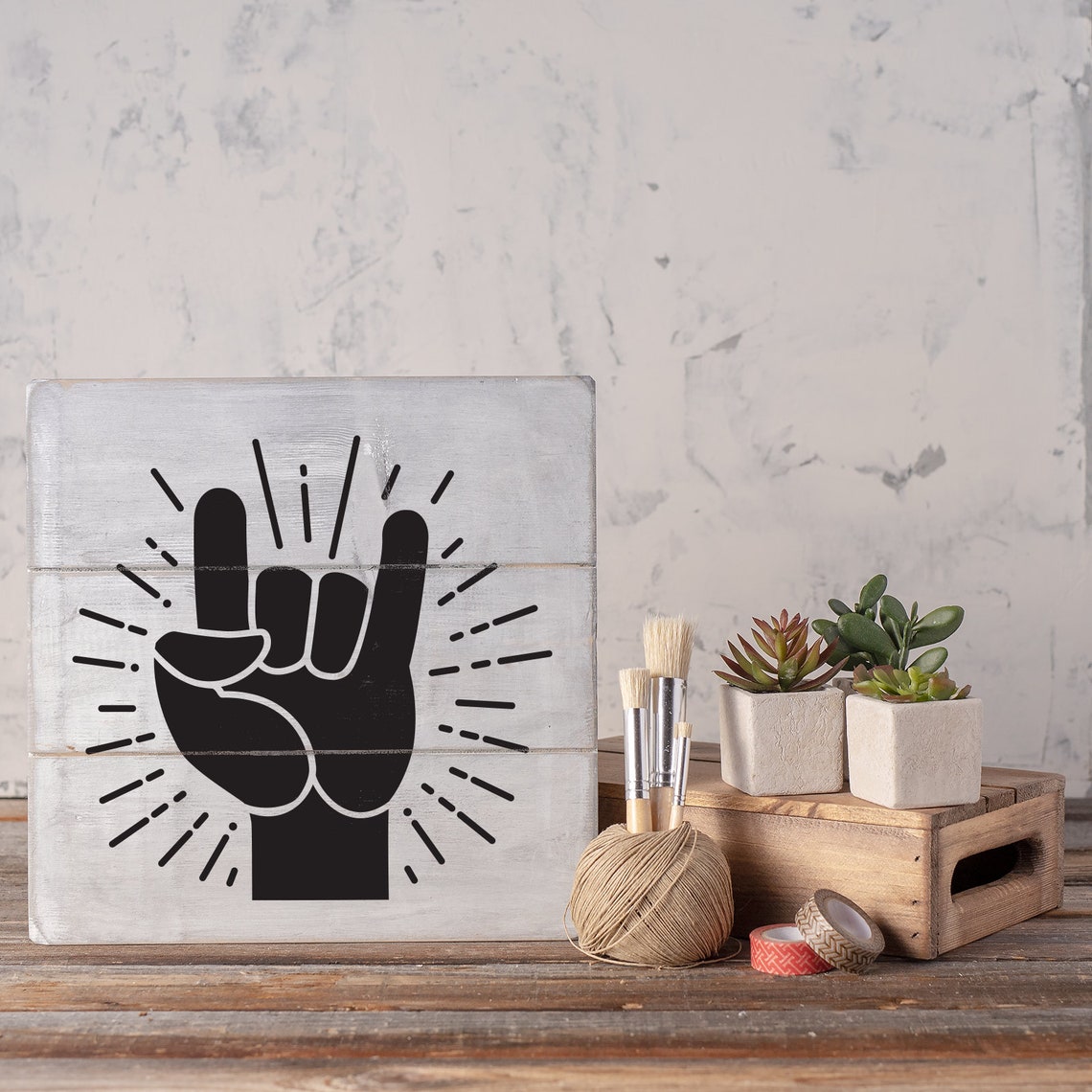 Rock Hand Stencil Reusable DIY Craft Stencils of a Rock Hand Etsy