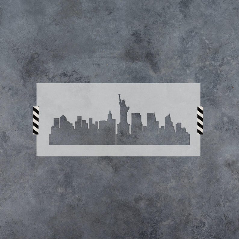 NYC Skyline Stencil for Painting | New York City Buildings and Skyline Stencils Decor image 1