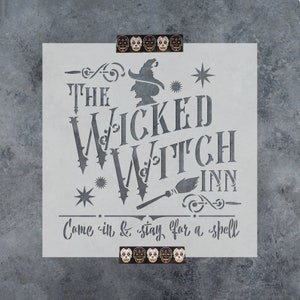 Wicked Witch Inn Stencil - Reusable Wicked Witch Stencils, Large Wicked Witch Stencils, Halloween Stencil, Witch Stencil